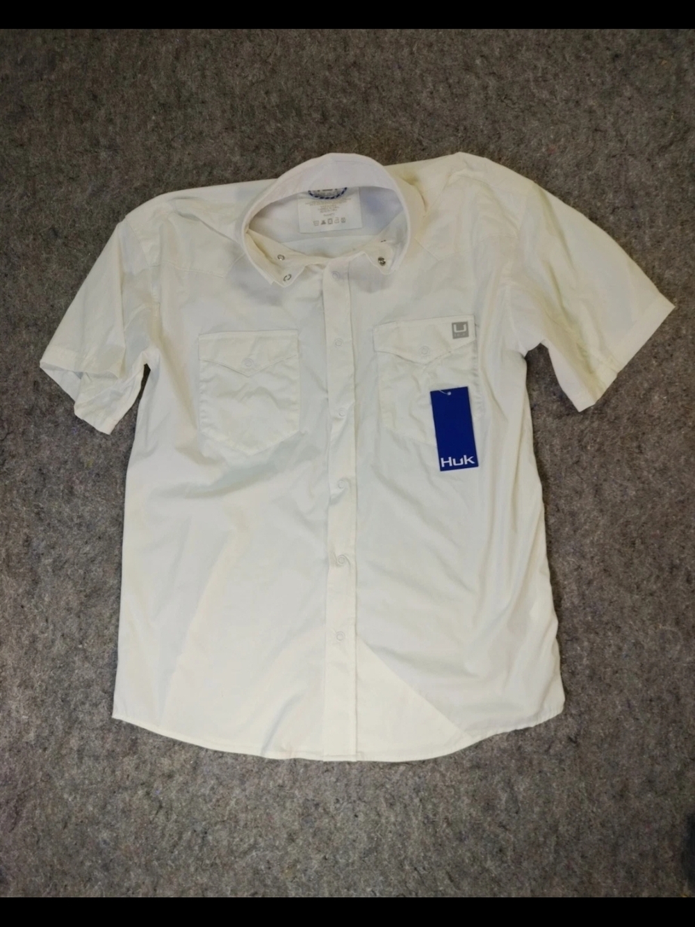 Huk Men's Short Sleeve Button-Down Shirt - White